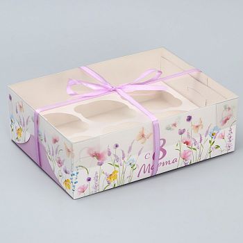 Коробка для 6 капкейков «С любовью и заботой», 23 х 16 х 7.5 см