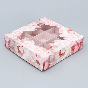 Коробка под 9 конфет «Нежность», 14.7 х 14.7 х 3.5 см