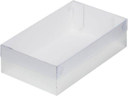 Коробка для зефира, тортов и пирожных с пластиковой крышкой 250*150*70 мм (белая)