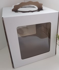 Коробка для торта с ручкой 24х24х26 см, 3 окна