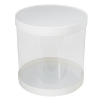 Коробка для торта прозрачная ТУБУС d-18 cм, h-18 см (белая)