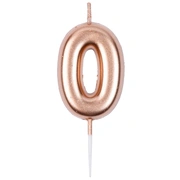 Свеча-цифра "0" Розовое золото, 4,5 см