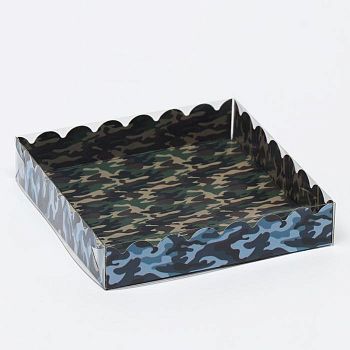 Коробочка для печенья с PVC крышкой, "Хаки"15 х 15 х 3 см