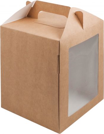Коробка для торта и кулича Крафт с ложементом 16 х 16 х 20 см