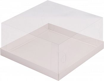 Коробка под торт с прозрачным куполом 225*225*110 (белая)
