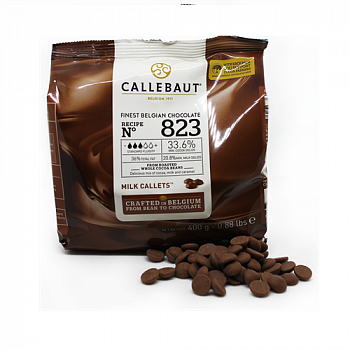 Шоколад молочный 823 "Callebaut" 33,6%, заводская упаковка 400 г