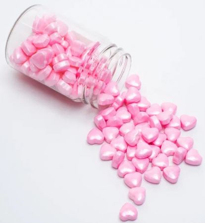Посыпка кондитерская 3D Сердечки розовые перламутровые, 50 г