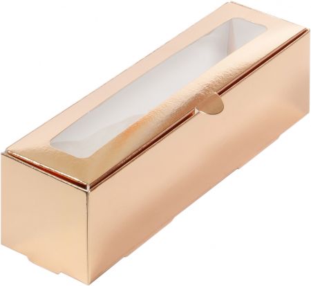 Коробка для макарон с окошком 210*55*55мм (1) (золото)