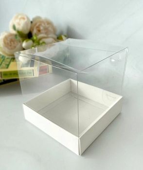 Коробка с прозрачной крышкой 100*100*140 мм, белая