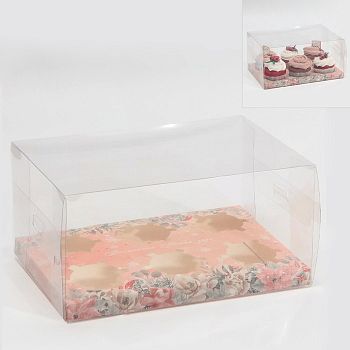 Коробка для капкейка «Зимние цветы», 23 × 16 × 11.5 см