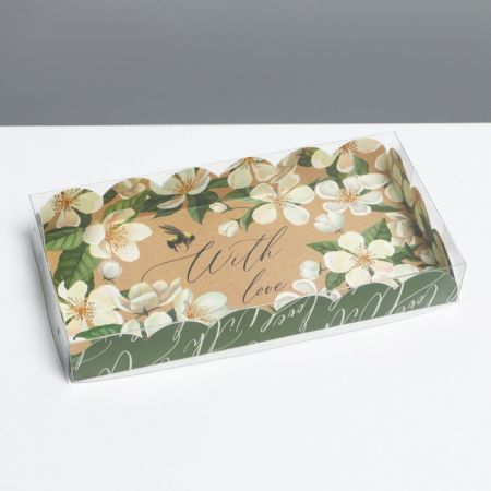 Коробка для кондитерских изделий с PVC крышкой «Пчёлка», 10,5 × 21 × 3 см