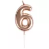 Свеча-цифра "6" Розовое золото, 4,5 см