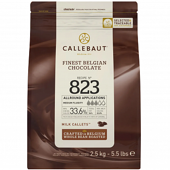 Шоколад молочный 823 "Callebaut", 33,6% какао, каллеты 2,5 кг
