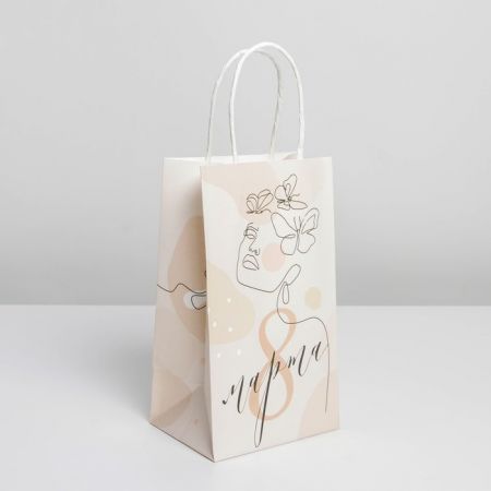 Пакет подарочный крафтовый «Нежный», 12 × 21 × 9 см