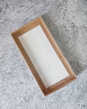 Коробка для шоколадной плитки с пластиковой крышкой 180*90*17 мм (крафт)