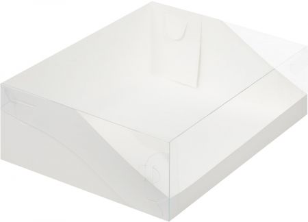 Коробка под торт с пластиковой крышкой 310*235*100 мм (белая)