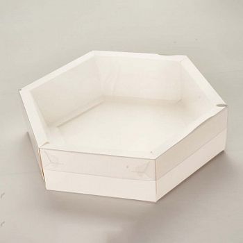 Коробка для зефира "шестигранник" с пластиковой крышкой 180*180*60 (белая)