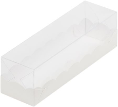 Коробка для макарон с пластиковой крышкой ВОЛНА 190*55*55 мм (белая)