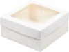 Коробка для зефира, тортов и пирожных со съёмной крышкой и окном 15,5 х 15,5 х 6 см (белая)