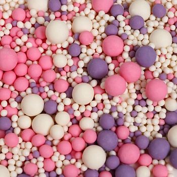 Драже зерновое в цветной кондитерской глазури (086М) Матовый микс (Розовое, сиреневое, белоснежное), 40 г