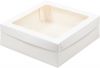 Коробка для зефира, тортов и пирожных со съёмной крышкой и окном 20 х 20 х 7 см (белая)