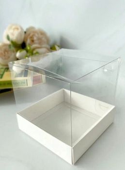Коробка с прозрачной крышкой 100*100*100 мм, белая