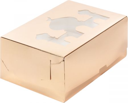Коробка под капкейки с пластиковой крышкой "Мечеть"  23 5 х 16 х 10 см (6) (золото глянцевая)