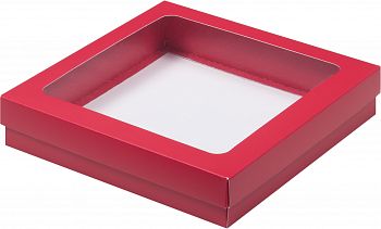 Коробка для клубники в шоколаде 200*200*40 мм (красная матовая)