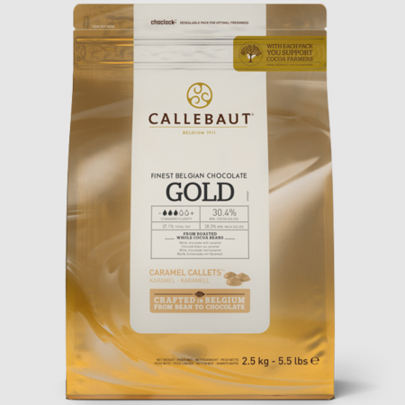 Шоколад белый карамелизированный "Callebaut" Gold, 30,4% какао, каллеты 2,5 кг