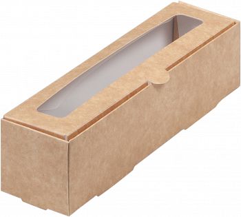 Коробка для макарон с окошком 210*55*55мм (1) (крафт)