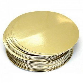 Подложка для торта круглая (золото, белая) d-9 см, толщина 1,5 мм