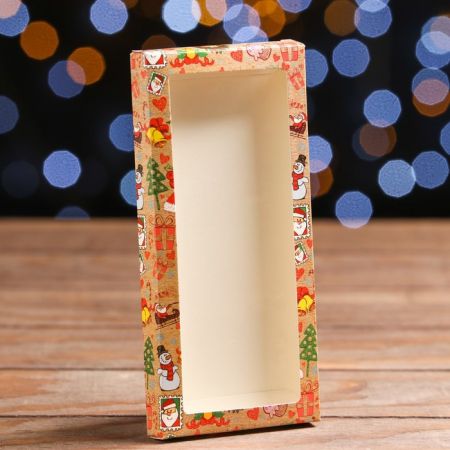 Подарочная коробка под плитку шоколада с окном "Новогодняя открытка" 17,1 х 8 х 1,4 см
