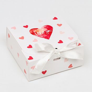 Подарочная коробка сборная  для 9 конфет "I LOVE YOU", 11,5 х 11,5 х 5 см
