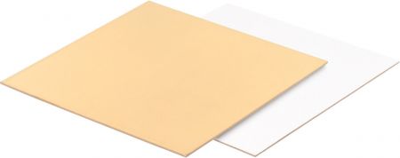 Подложка для торта квадратная (золото, белая) 15*15 см толщ. 3,2 мм