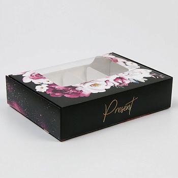 Коробка для эклеров с вкладышами «Фиолетовый рай» -  (вкладыш - 4 шт), 20 х 15 х 5 см