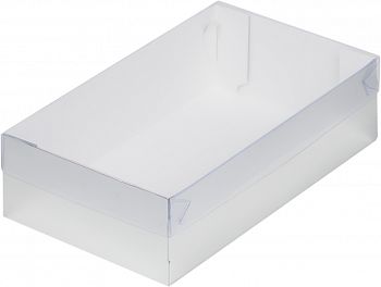 Коробка для зефира, тортов и пирожных с пластиковой крышкой 250*150*70 мм (белая)
