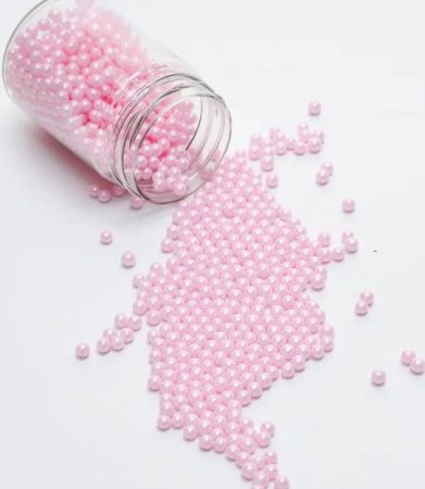 Сахарные шарики розовые перламутровые 4 мм New, мелкая фасовка