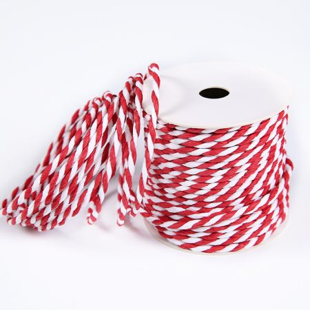 Веревка бумажная красно-белая, 4 мм, 10 м