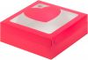 Коробка для зефира, тортов и пирожных с окошком и вставкой сердце 200*200*70мм (красная матовая)