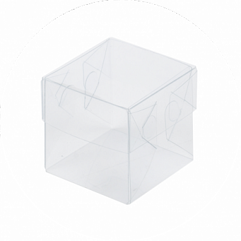 Коробка для макарон и др. кондитерских изделий с пластиковой крышкой 55*55*55 мм (полностью прозрачная)