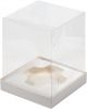 Коробка для торта и кулича с прозрачным куполом белая с ложементом, 15 х 15 х 20 см