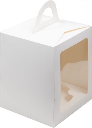 Коробка для торта и кулича Белая с ложементом 18,5 х 18,5 х 23 см