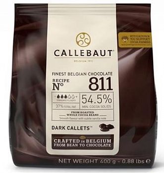 Шоколад темный 811, 54,5%, Callebaut, заводская упаковка, 400 г