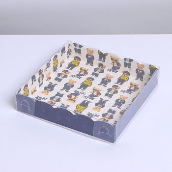 Коробка для кондитерских изделий с PVC крышкой «Мишки», 18 × 18 × 3 см