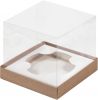 Коробка для торта и кулича с прозрачным куполом Крафт с ложементом 15 х 15 х 14 см