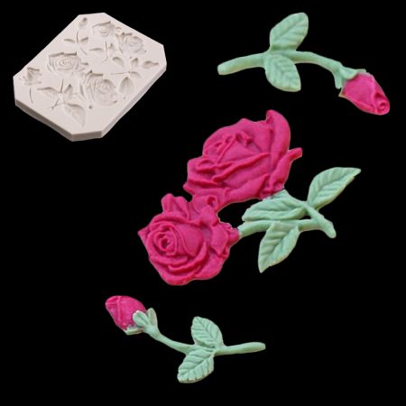 Силиконовый молд JSF1491 "Розы с листьями" 11,5*9 см