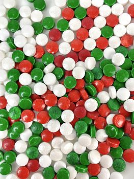 Посыпка "Красно-бело-зеленые конфетти 3D", 50 г