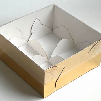 Коробка для моти с пластиковой крышкой и ложементами 120*120*55 (4) (крафт)