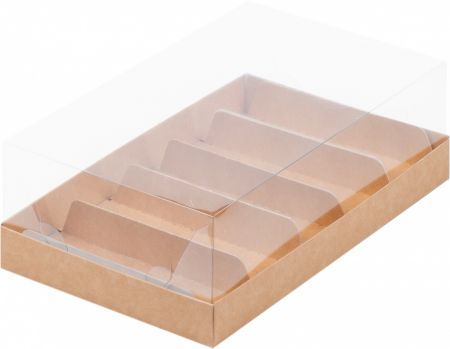 Коробка для эклеров и пирожных с прозрачным куполом 220 * 135 * 70 см (5) (крафт)