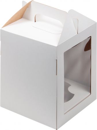 Коробка для торта и кулича Белая с ложементом 16 х 16 х 20 см
